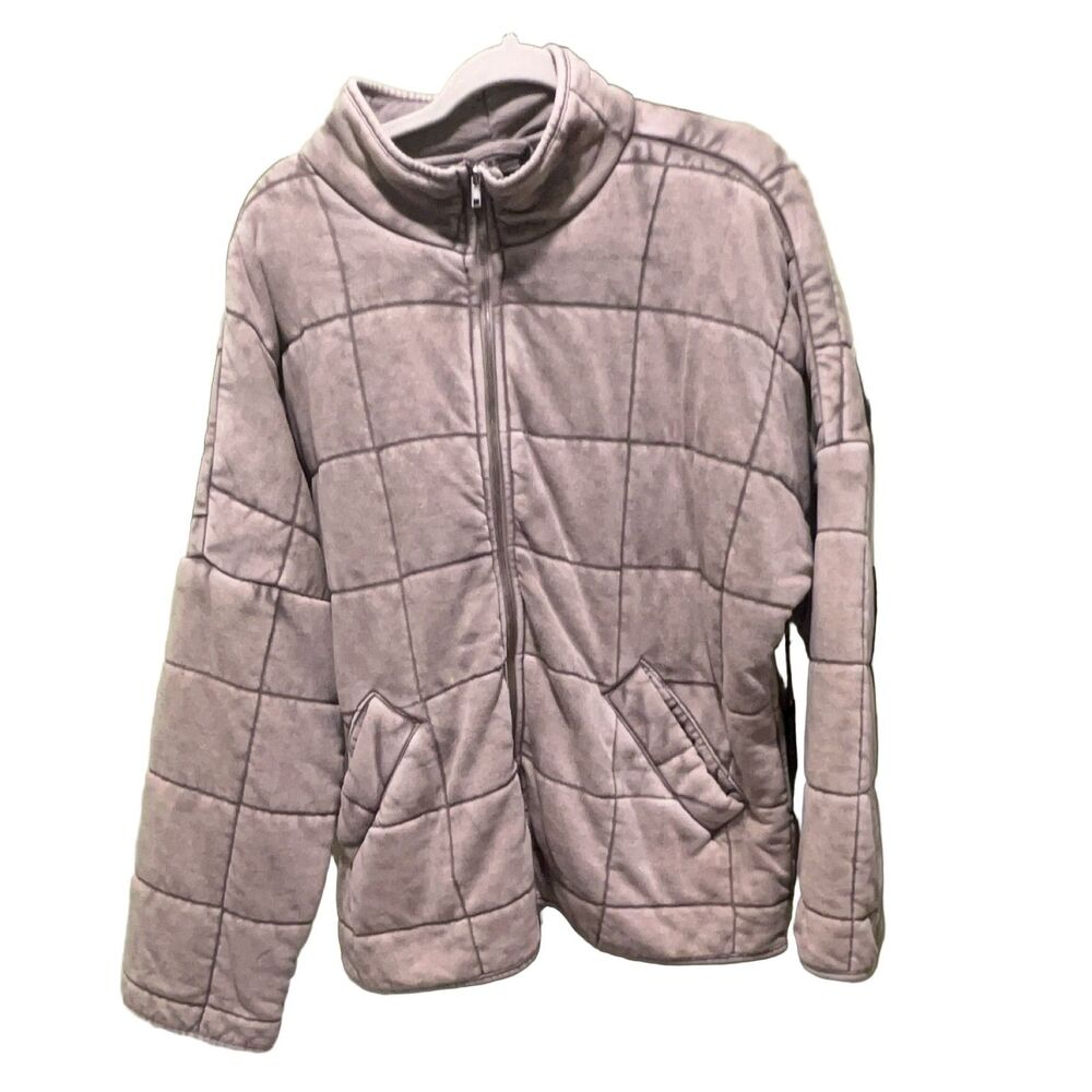 Forever 21 Quilted Full-Zip Jacket Women's L Dusty Mauve Cotton Blend Vintage